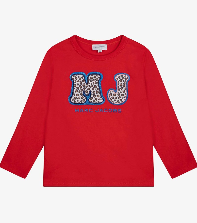 Kids\' Marc Jacobs Faux Fur Logo Long Sleeve T Shirts Red | UAE-130289