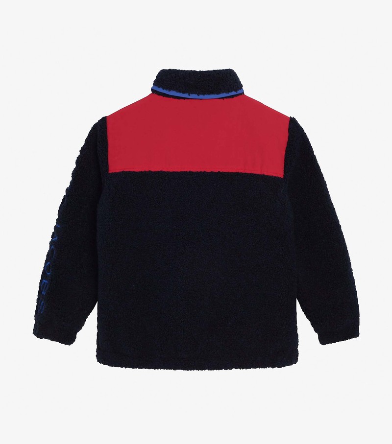 Kids' Marc Jacobs Faux Shearling Monogram Cardigan Jackets Blue / Black / Red | UAE-538694