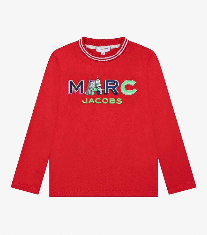 Kids\' Marc Jacobs Long Sleeve With Logo Detail T Shirts Red | UAE-853762