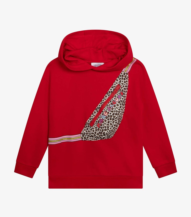 Kids\' Marc Jacobs Micro Cheetah Trompe L\'Oeil Hoodie Red | UAE-049568