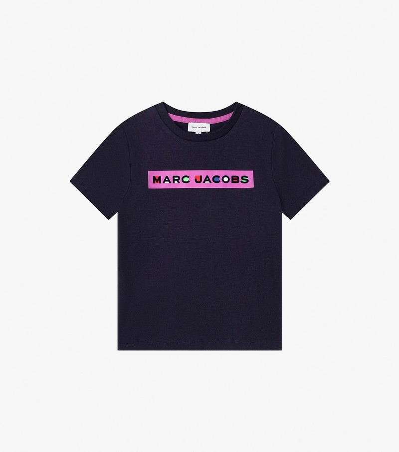 Kids\' Marc Jacobs Mj Tee With Logo Detail T Shirts Navy / Pink | UAE-670125