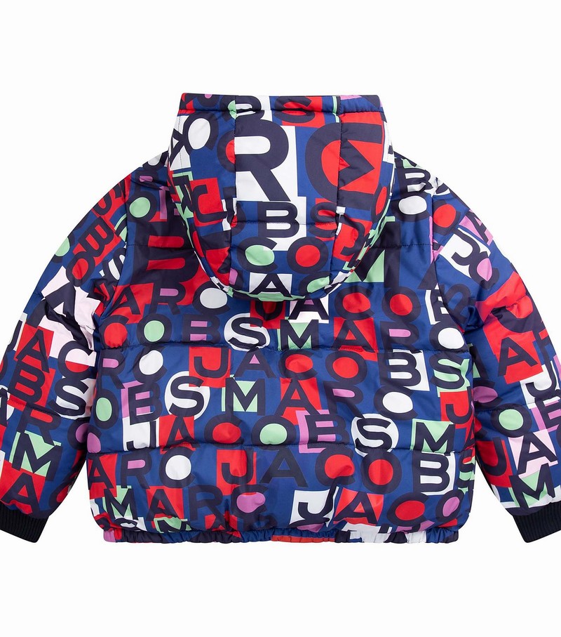 Kids' Marc Jacobs Reversible Monogram Puffer Jackets Blue / Multicolor | UAE-398247