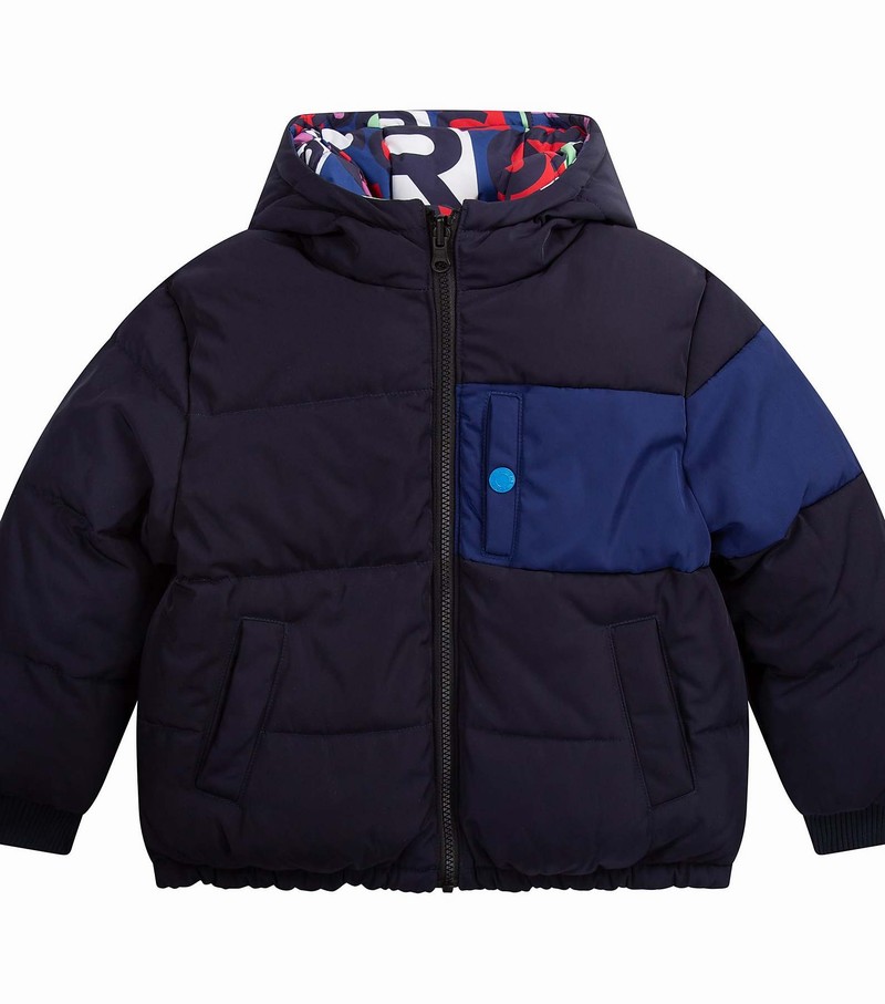 Kids\' Marc Jacobs Reversible Monogram Puffer Jackets Blue / Multicolor | UAE-398247