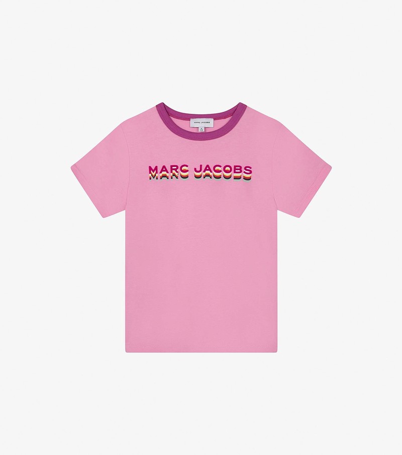 Kids\' Marc Jacobs Short Sleeve Logo T Shirts Pink | UAE-729541