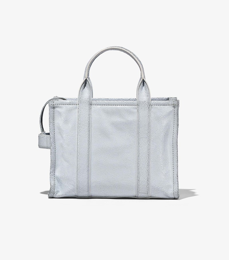 Women's Marc Jacobs Crackle Leather Medium Tote Bags White | UAE-819406