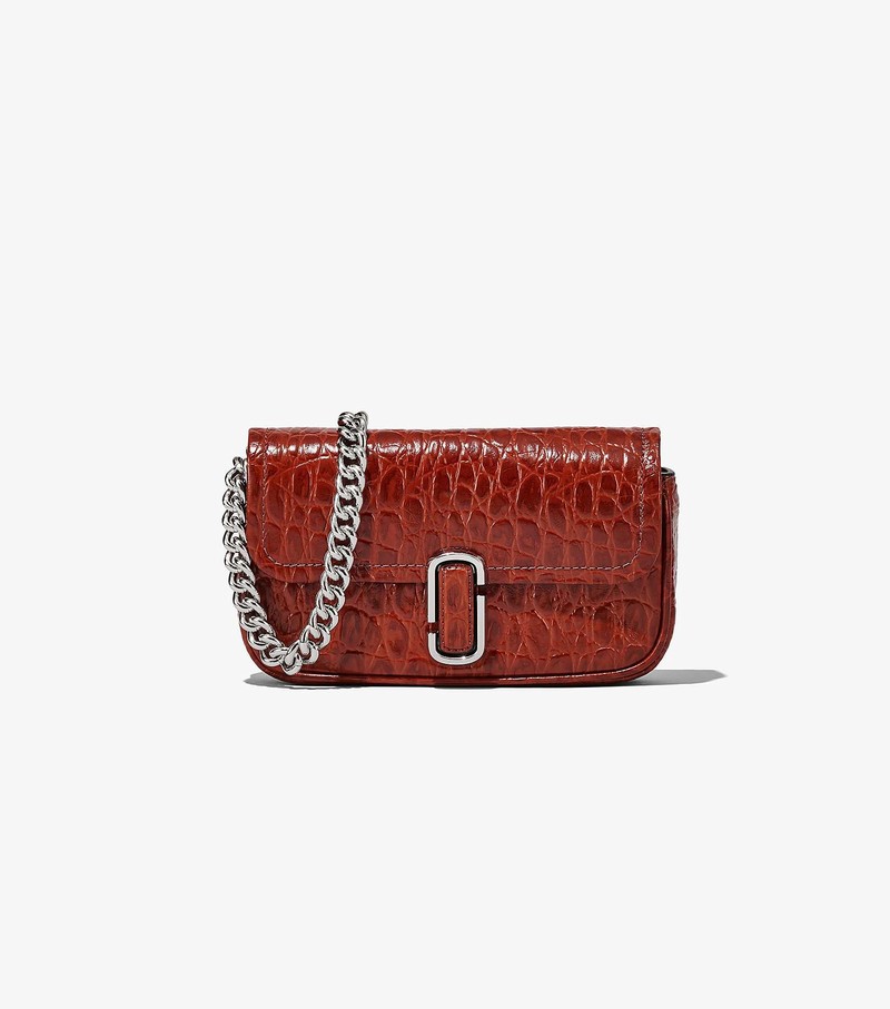 Women\'s Marc Jacobs Croc-Embossed J Marc Mini Shoulder Bags Red | UAE-023965