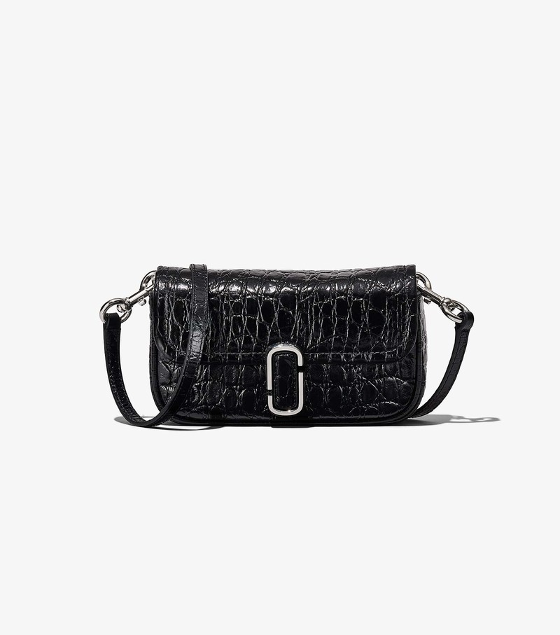 Women's Marc Jacobs Croc-Embossed J Marc Mini Crossbody Bags Black | UAE-351480