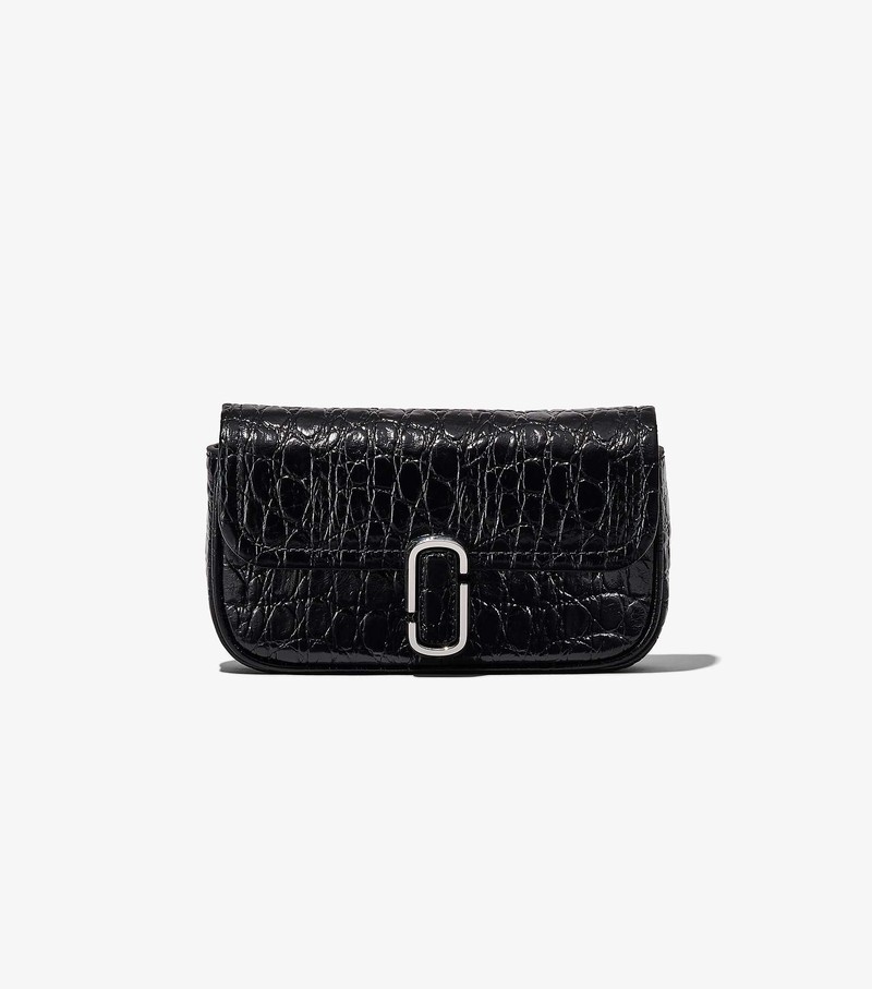 Women's Marc Jacobs Croc-Embossed J Marc Mini Crossbody Bags Black | UAE-351480