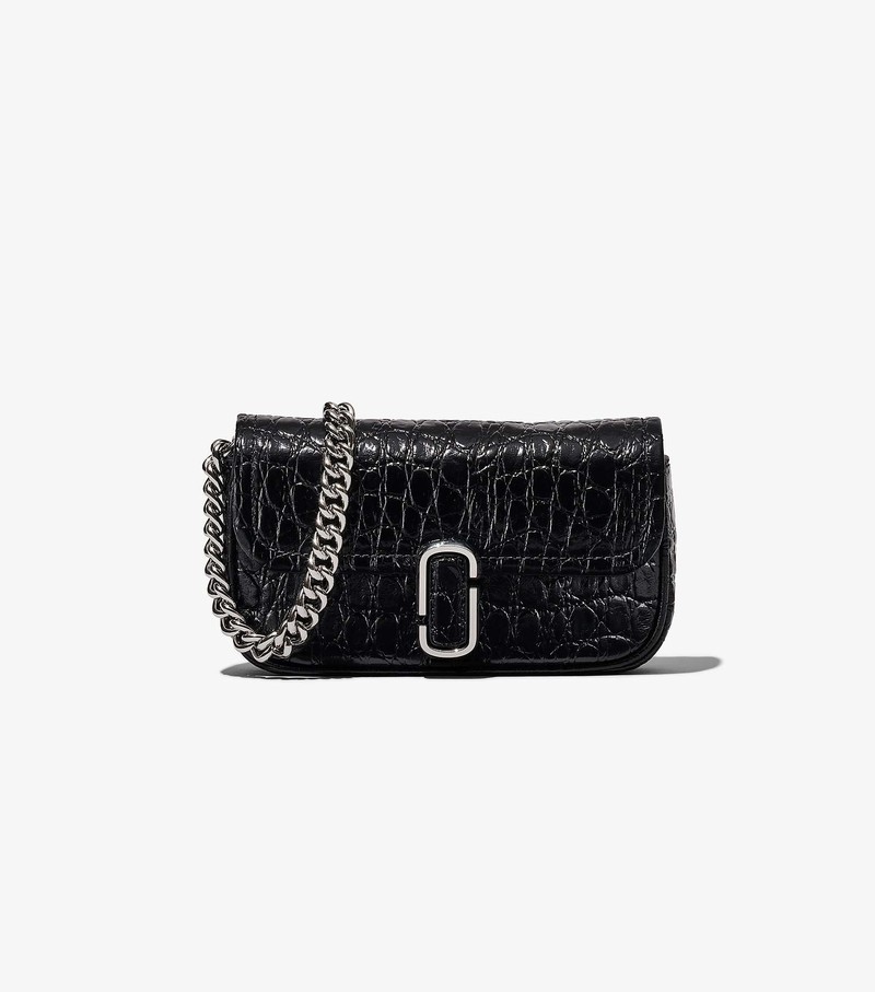 Women\'s Marc Jacobs Croc-Embossed J Marc Mini Crossbody Bags Black | UAE-351480