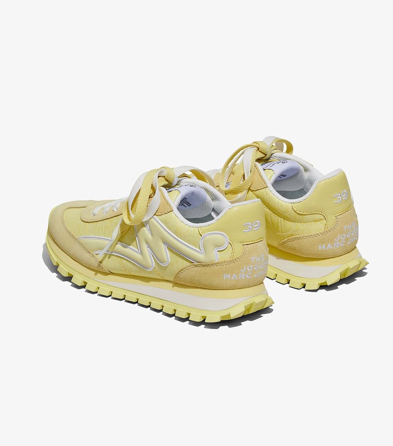 Women's Marc Jacobs Croc-Embossed Jogger Sneakers Yellow | UAE-461823