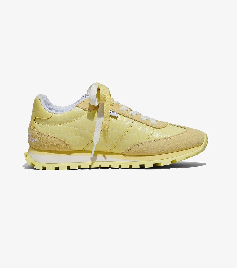 Women's Marc Jacobs Croc-Embossed Jogger Sneakers Yellow | UAE-461823