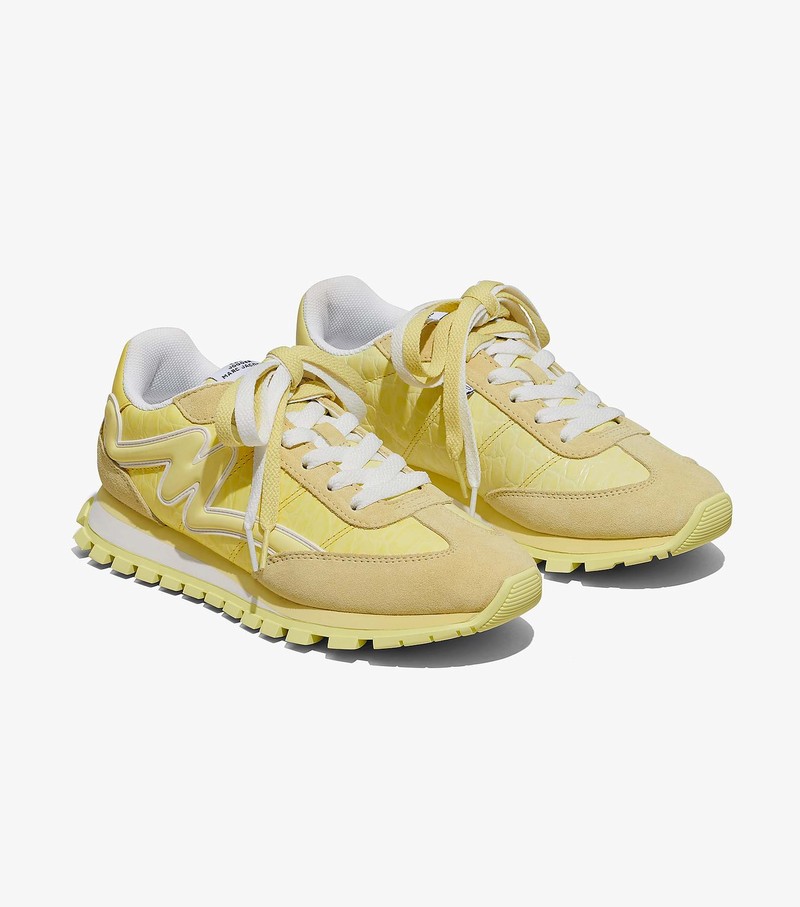 Women\'s Marc Jacobs Croc-Embossed Jogger Sneakers Yellow | UAE-461823