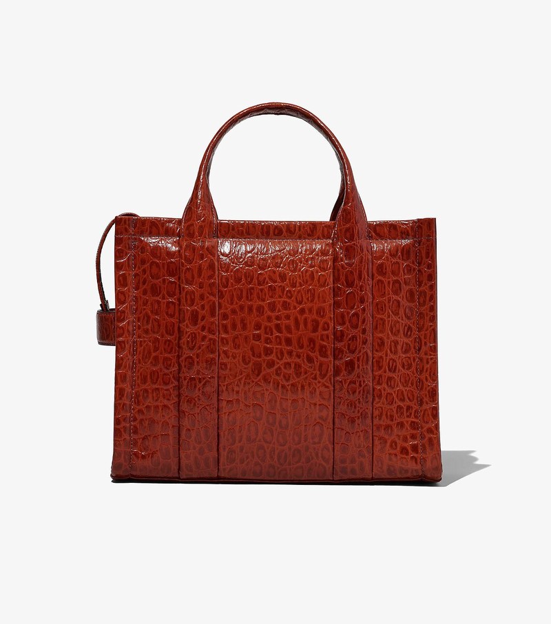 Women's Marc Jacobs Croc-Embossed Medium Tote Bags Red | UAE-026495