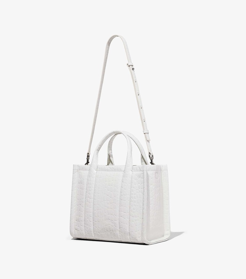 Women's Marc Jacobs Croc-Embossed Medium Tote Bags White | UAE-804132