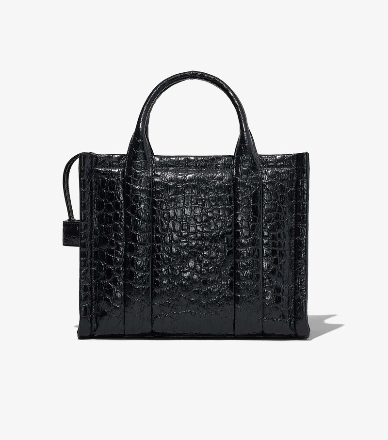 Women's Marc Jacobs Croc-Embossed Medium Tote Bags Black | UAE-893012