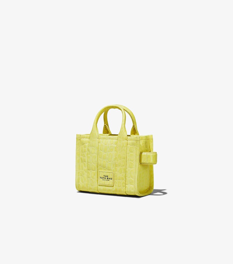 Women's Marc Jacobs Croc-Embossed Micro Tote Bags Yellow | UAE-359740