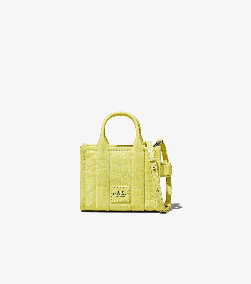 Women\'s Marc Jacobs Croc-Embossed Micro Tote Bags Yellow | UAE-359740