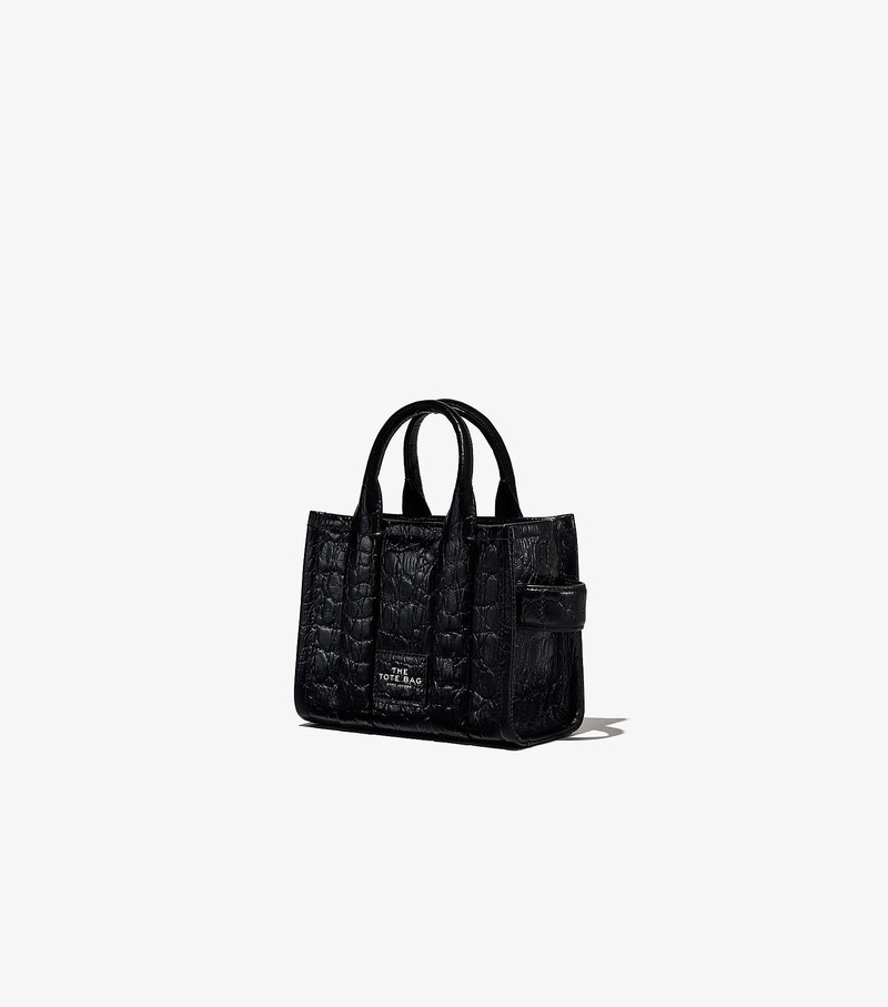 Women's Marc Jacobs Croc-Embossed Micro Tote Bags Black | UAE-384952