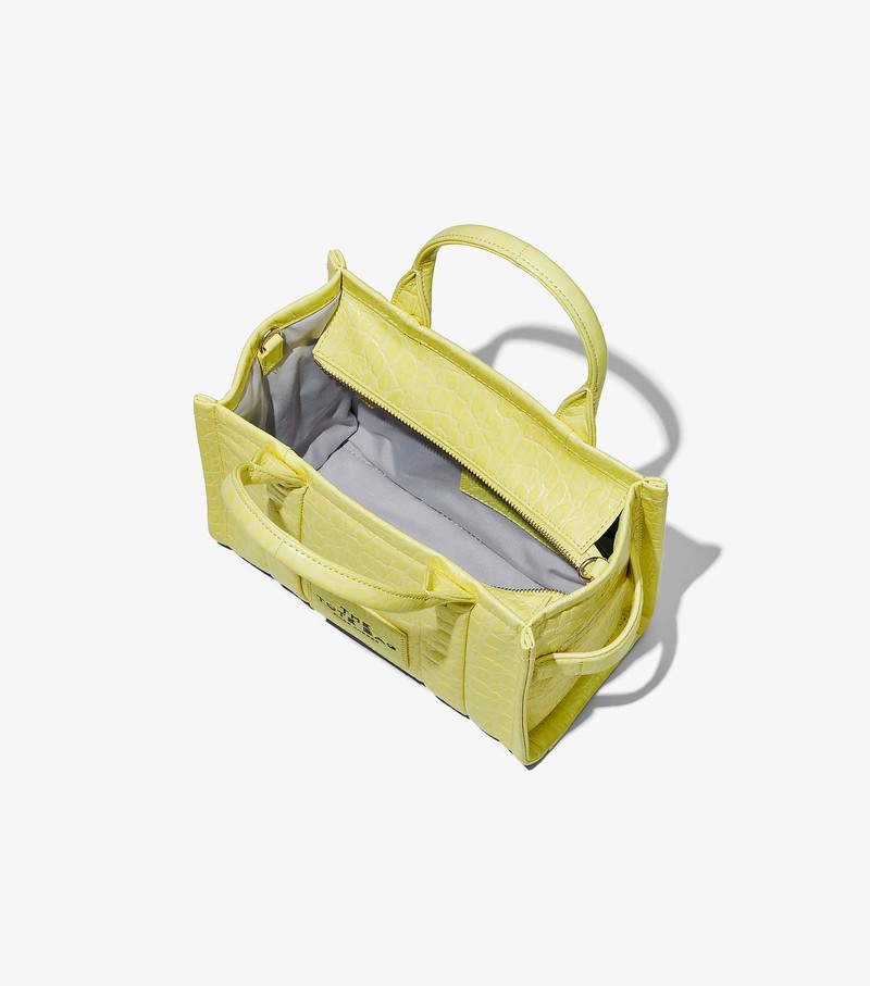 Women's Marc Jacobs Croc-Embossed Mini Tote Bags Yellow | UAE-016285