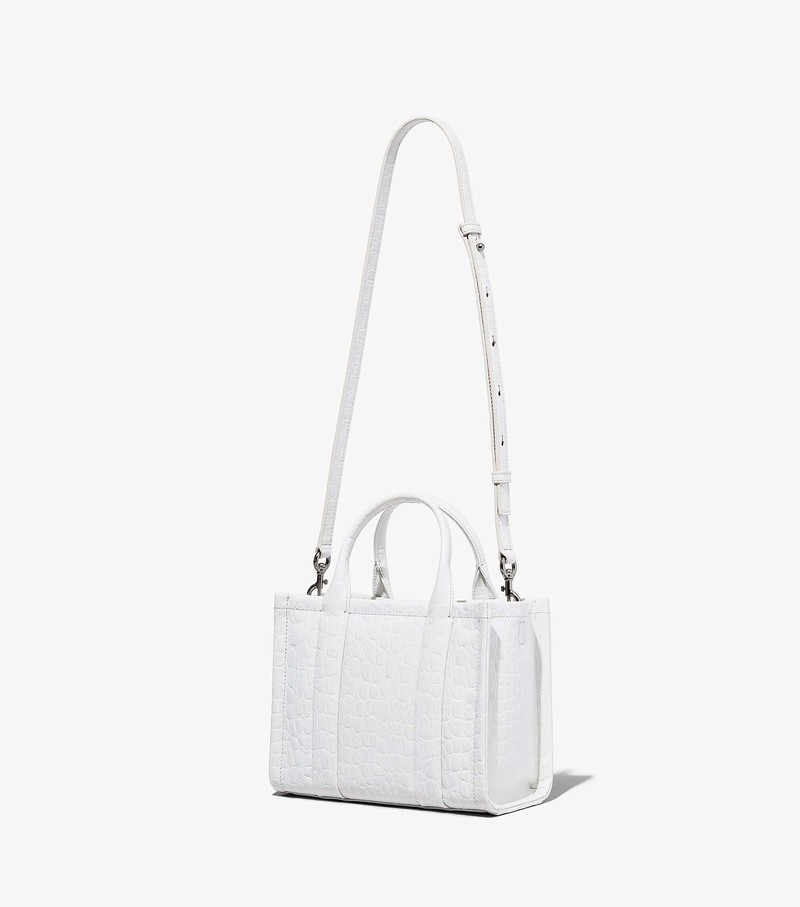 Women's Marc Jacobs Croc-Embossed Mini Tote Bags White | UAE-063482