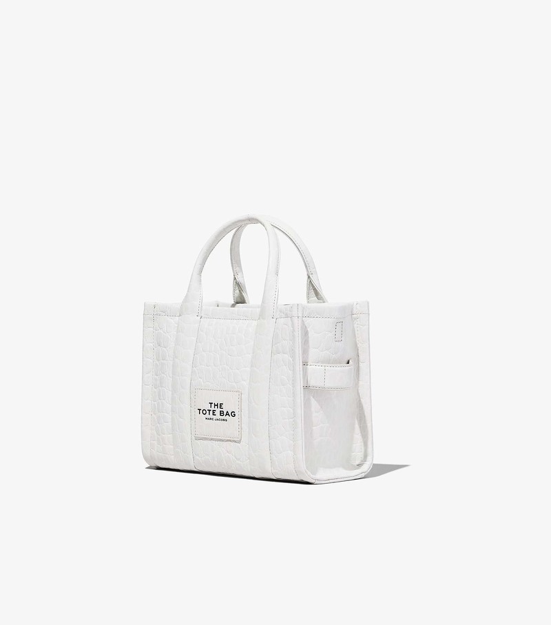 Women's Marc Jacobs Croc-Embossed Mini Tote Bags White | UAE-063482