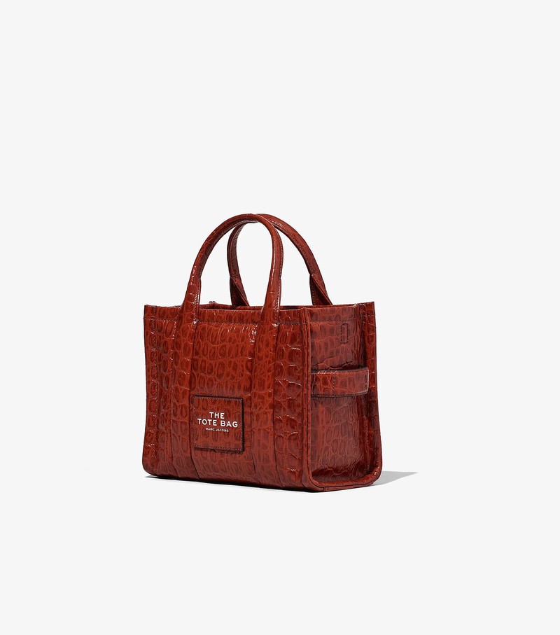 Women's Marc Jacobs Croc-Embossed Mini Tote Bags Red | UAE-736985