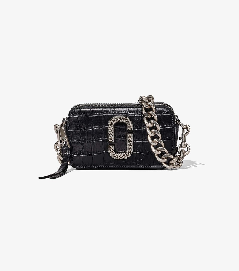 Women\'s Marc Jacobs Croc-Embossed Snapshot Mini Bags Black | UAE-514907