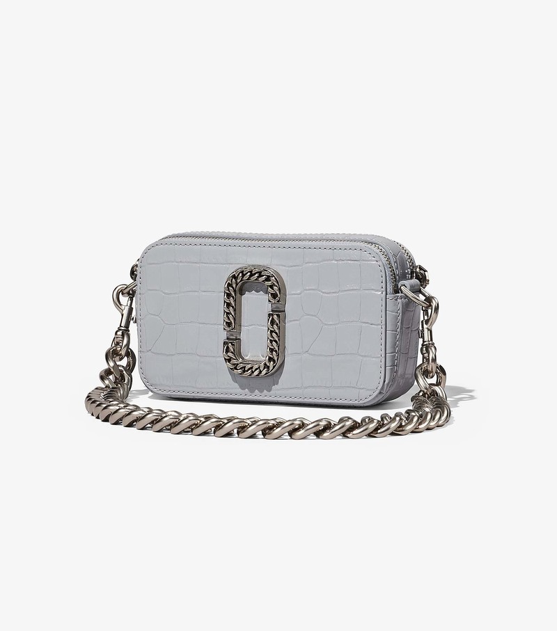 Women's Marc Jacobs Croc-Embossed Snapshot Crossbody Bags Grey | UAE-862510