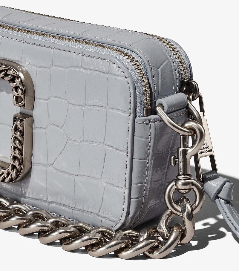 Women's Marc Jacobs Croc-Embossed Snapshot Crossbody Bags Grey | UAE-862510