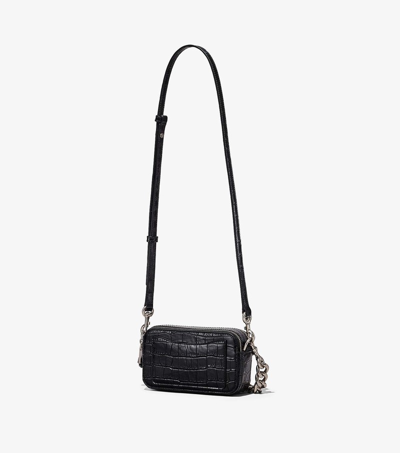 Women's Marc Jacobs Croc-Embossed Snapshot Crossbody Bags Black | UAE-928547