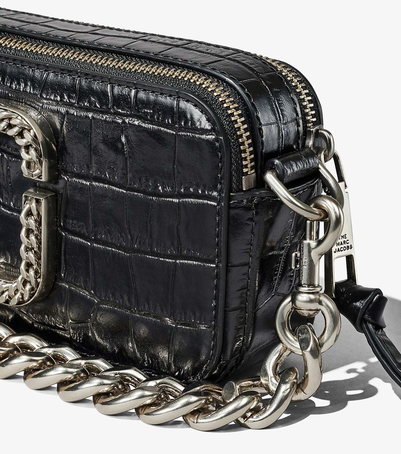 Women's Marc Jacobs Croc-Embossed Snapshot Crossbody Bags Black | UAE-928547