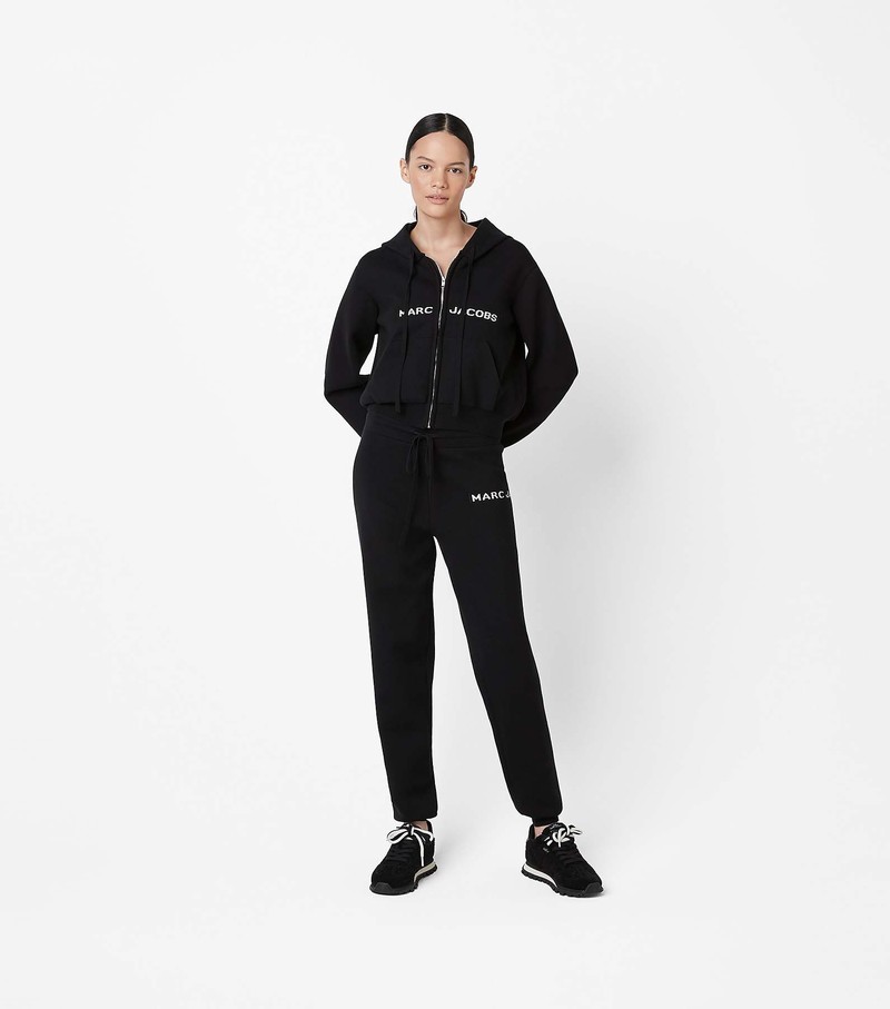 Women's Marc Jacobs Cropped Zip Hoodie Black | UAE-107648