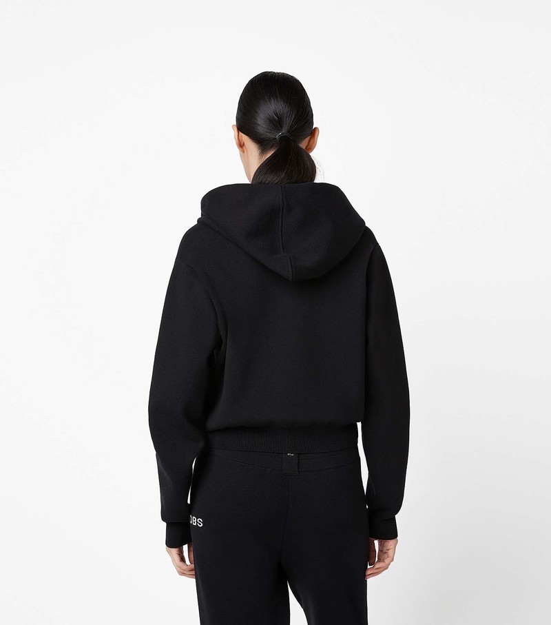 Women's Marc Jacobs Cropped Zip Hoodie Black | UAE-107648