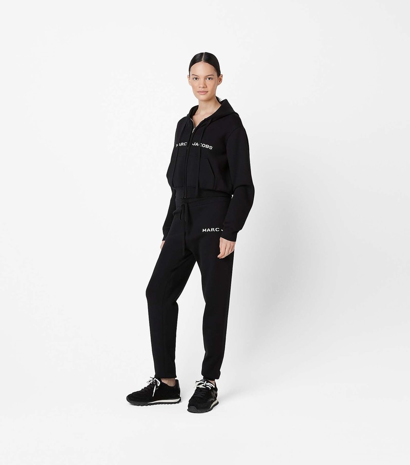 Women's Marc Jacobs Cropped Zip Hoodie Black | UAE-107648