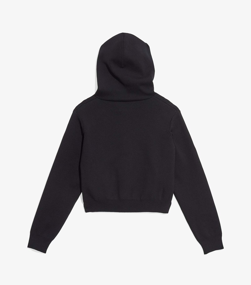 Women's Marc Jacobs Cropped Zip Hoodie Black | UAE-107648