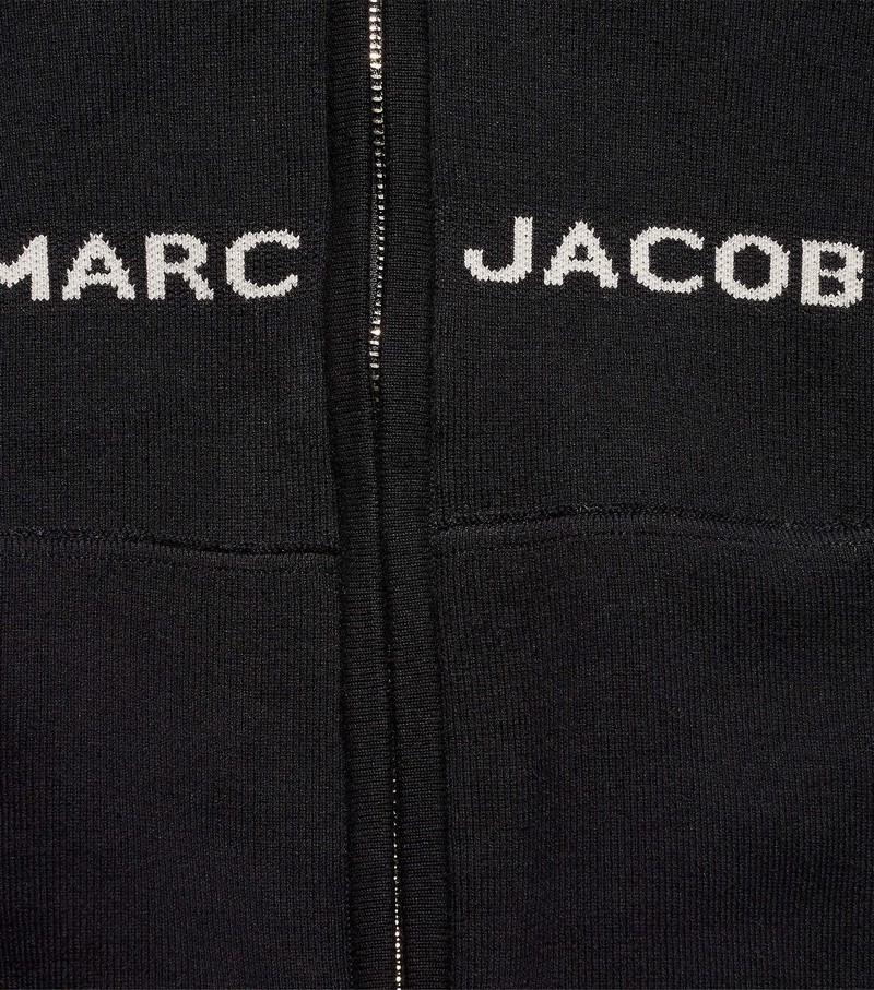 Women's Marc Jacobs Cropped Zip Hoodie Black | UAE-107648