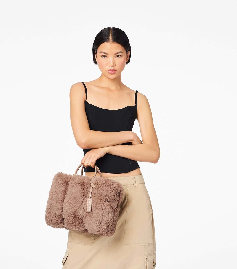 Women's Marc Jacobs Faux Fur Mini Crossbody Bags Coffee | UAE-562901