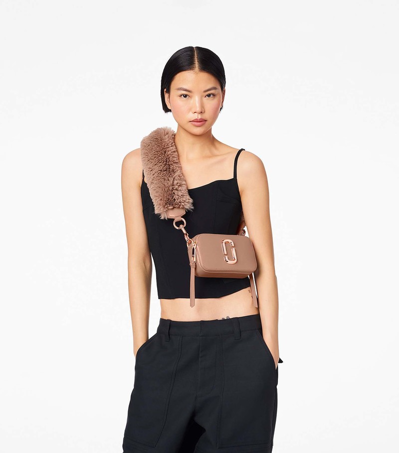 Women's Marc Jacobs Faux Fur Snapshot Crossbody Bags Coffee | UAE-964715