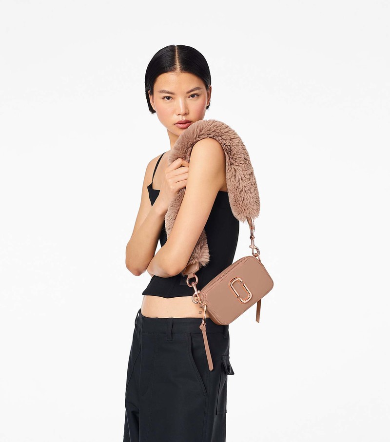 Women's Marc Jacobs Faux Fur Snapshot Crossbody Bags Coffee | UAE-964715