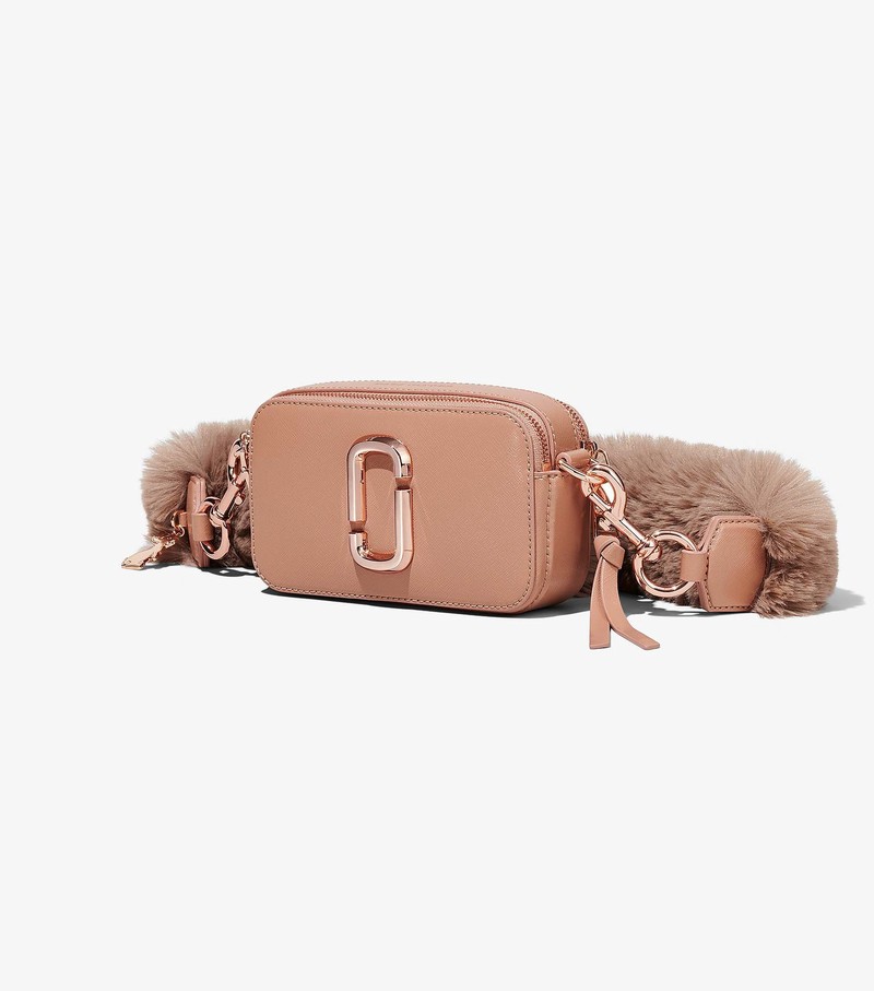 Women's Marc Jacobs Faux Fur Snapshot Crossbody Bags Coffee | UAE-964715