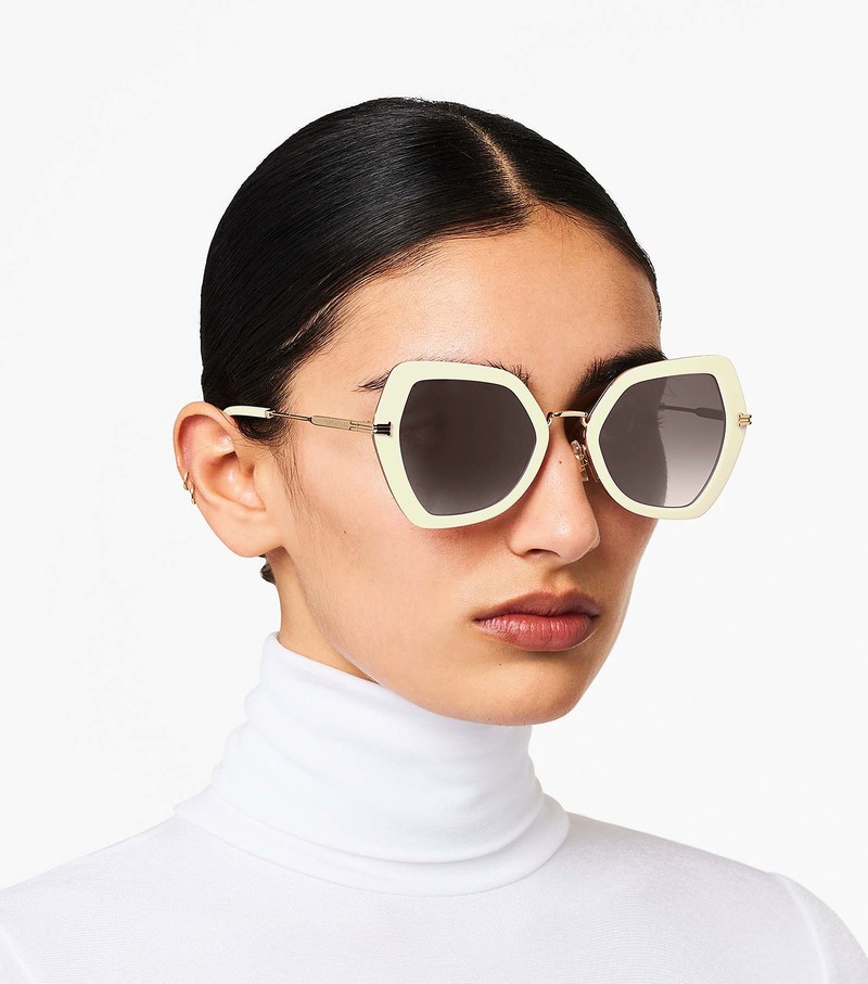 Women's Marc Jacobs Icon Oversized Butterfly Sunglasses Black / White | UAE-468012