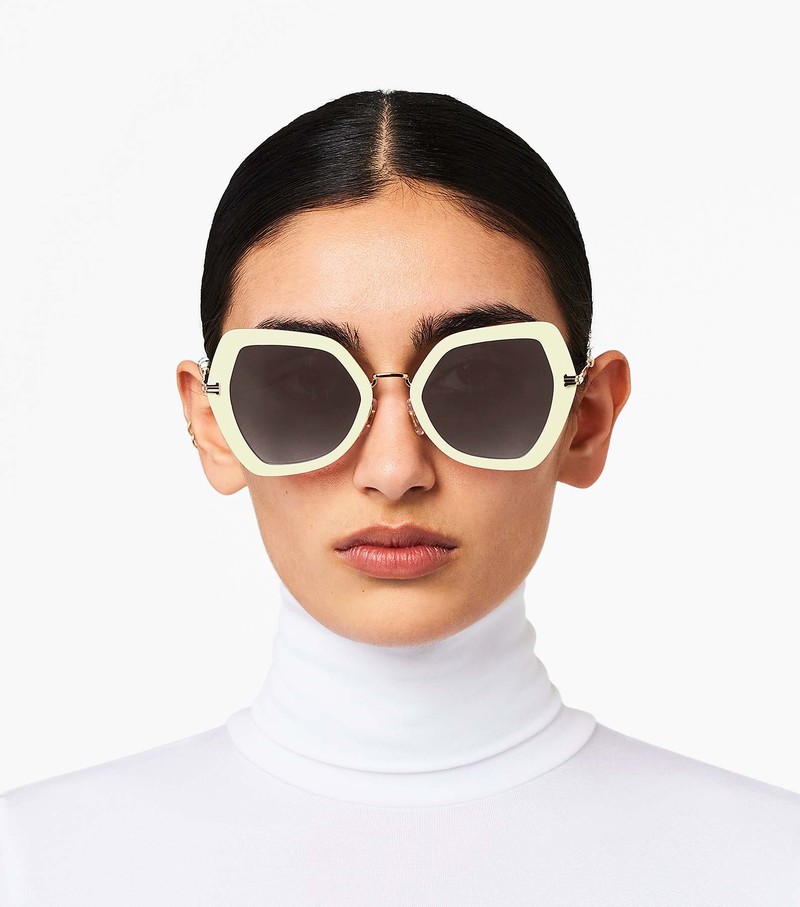 Women's Marc Jacobs Icon Oversized Butterfly Sunglasses Black / White | UAE-468012