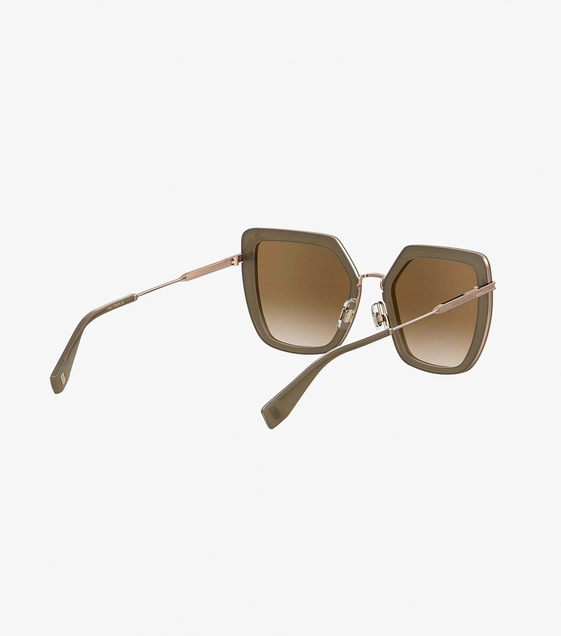 Women's Marc Jacobs Icon Oversized Butterfly Sunglasses Olive | UAE-918572