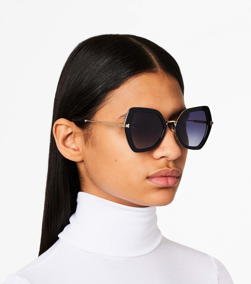 Women's Marc Jacobs Icon Oversized Butterfly Sunglasses Black | UAE-986104