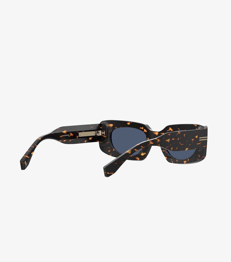 Women's Marc Jacobs Icon Rectangular Sunglasses Black / Orange | UAE-089257