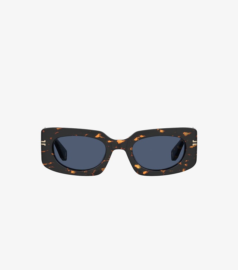 Women's Marc Jacobs Icon Rectangular Sunglasses Black / Orange | UAE-089257