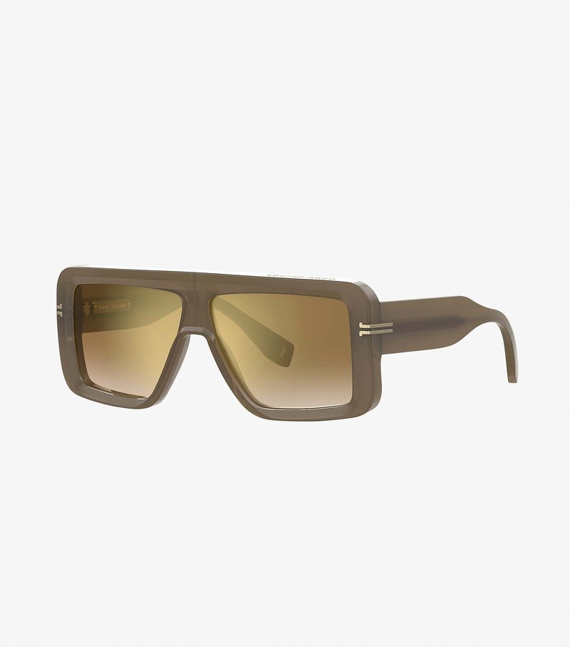 Women\'s Marc Jacobs Icon Rectangular Sunglasses Olive | UAE-345960