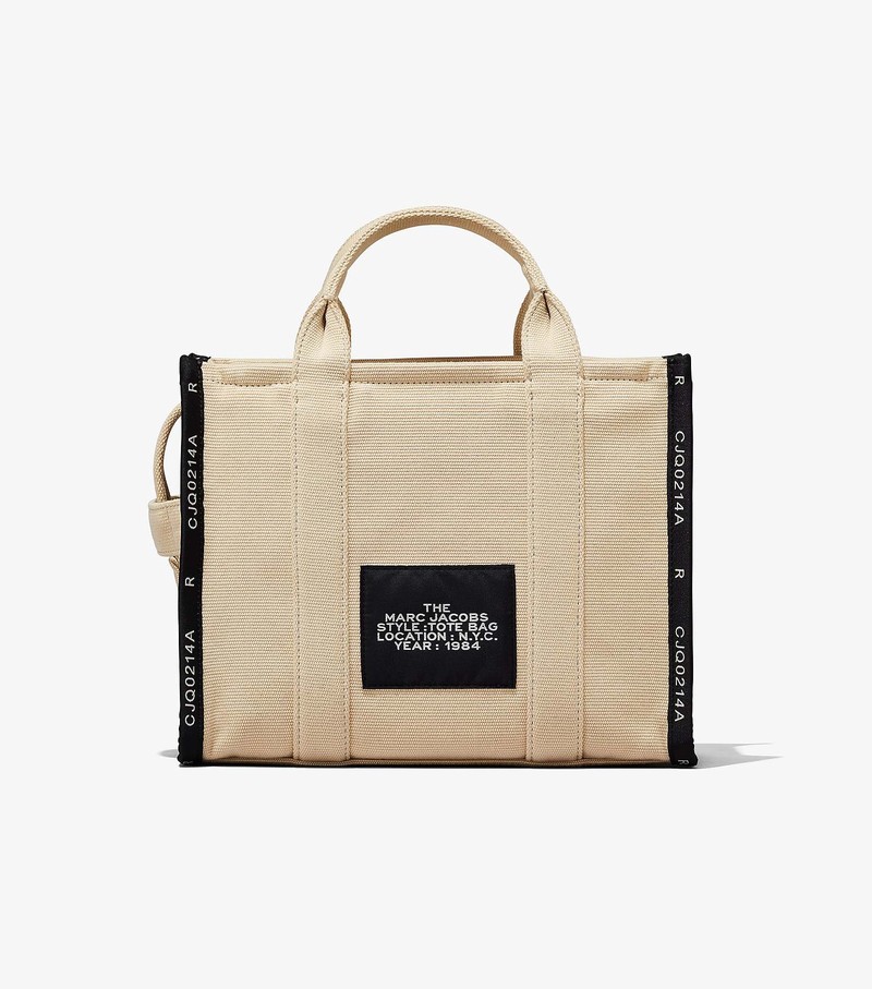 Women's Marc Jacobs Jacquard Medium Tote Bags Beige | UAE-203875