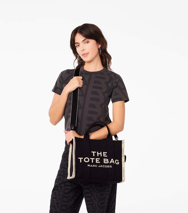 Women's Marc Jacobs Jacquard Medium Tote Bags Black | UAE-801793