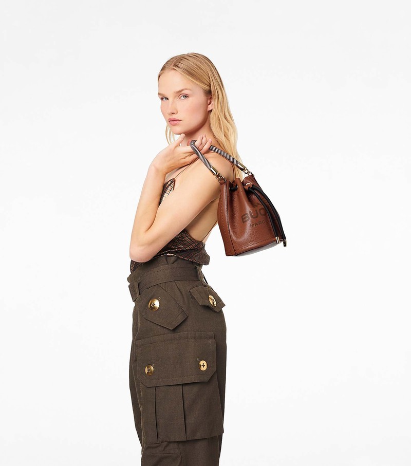 Women's Marc Jacobs Leather Bucket Bags Brown | UAE-057692